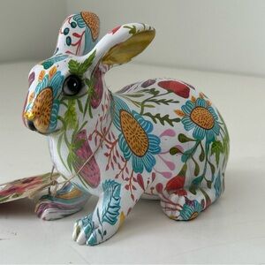 Floral Decoupage Multicolor Decorative Rabbit Figurine